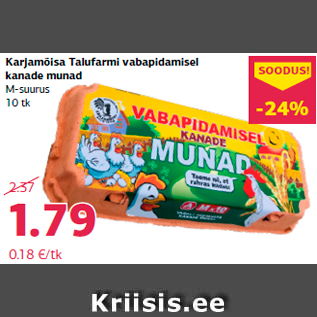 Allahindlus - Karjamõisa Talufarmi vabapidamisel kanade munad