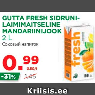 Allahindlus - GUTTA FRESH SIDRUNI-LAIMIMAITSELINE MANDARIINIJOOK 2 L