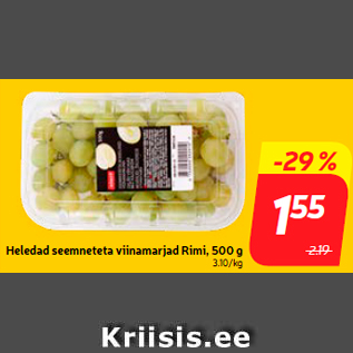 Скидка - Светлый виноград без косточек Rimi, 500 г