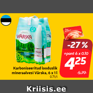 Скидка - Минеральная вода Värska, 6 х 1 л