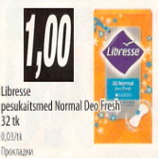 Allahindlus - Libresse pesukaitsmed Normal Deo Fresh