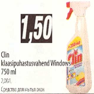 Allahindlus - Clin klaasipuhastusvahend Windows