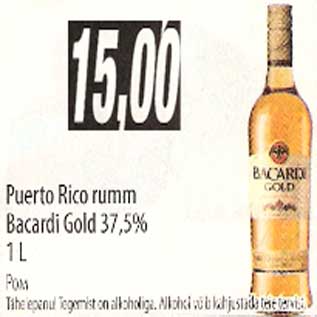 Allahindlus - Puerto Rico rumm Bacardi Gold