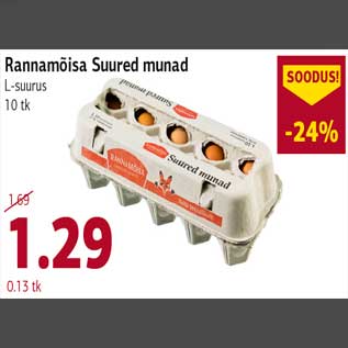 Allahindlus - Rannamõisa Suured munad L-suurus