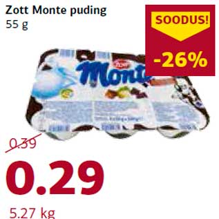 Allahindlus - Zott Monte puding 55 g