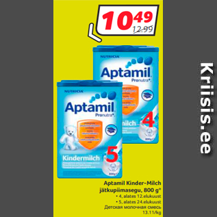 Allahindlus - Aptamil Kinder-Milch jätkupiimasegu, 800 g*