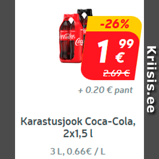Скидка - Безалкогольный напиток Coca-Cola, 2х1,5 л