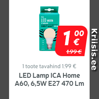 Allahindlus - LED-lamp ICA Home 6,5W E27