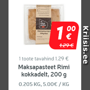 Allahindlus - Maksapasteet Rimi kokkadelt, 200 g