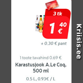 Allahindlus - Karastusjook A.Le Coq, 500 ml