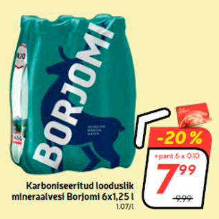 Скидка - Карбонизированная натуральная минеральная вода Borjomi 6х1,25 л