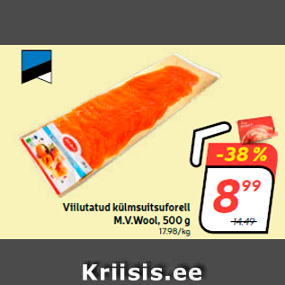 Скидка - Форель холодного копчения нарезанная M.V.Wool, 500 г