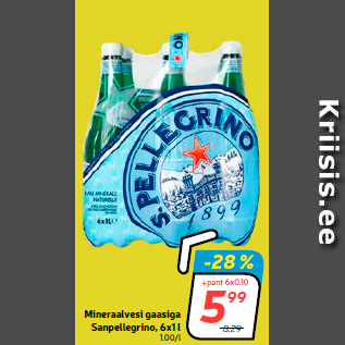 Скидка - Минеральная вода с газом Sanpellegrino, 6x1 л