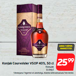 Allahindlus - Konjak Courvoisier VSOP 40%, 50 cl