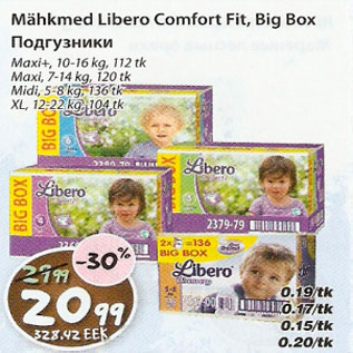 Allahindlus - Mähkmed Libero Comfort Fit Big Box