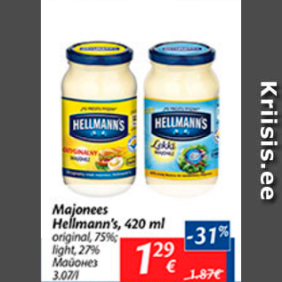 Allahindlus - Majonees Hellmann´s, 420 ml