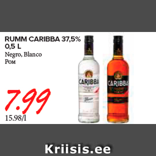 Allahindlus - RUMM CARIBBA 37,5% 0,5 L