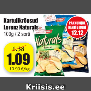 Allahindlus - Kartulikrõpsud Lorenz Naturals