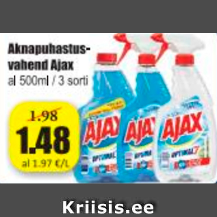 Allahindlus - Aknapuhastusvahend Ajax