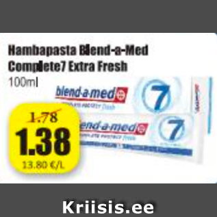 Allahindlus - Hambapasta Blend-a-Med Complete7 Extra Fresh 100 ml
