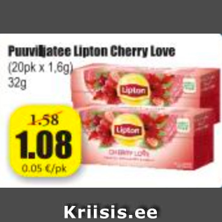 Allahindlus - Puuviljatee Lipton Cherry Love