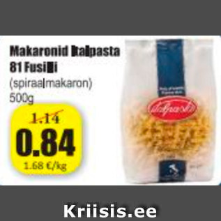 Allahindlus - Makaronid Italpasta 81 Fusilli