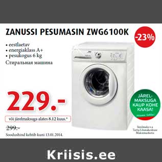 Allahindlus - ZANUSSI PESUMASIN ZWG6100K