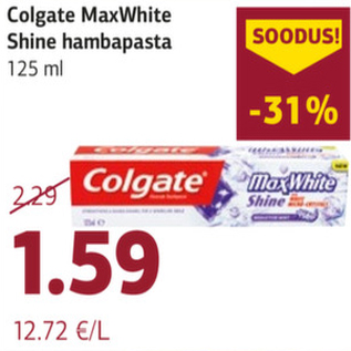 Allahindlus - Colgate MaxWhite Shine hambapasta