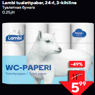 Allahindlus - Lambi tualettpaber, 24 rl, 3-kihiline