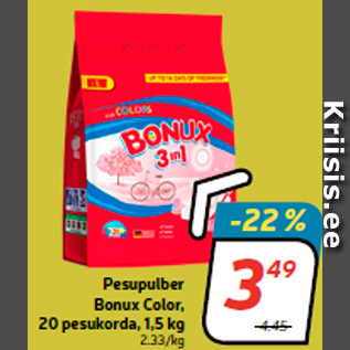 Allahindlus - Pesupulber Bonux Color, 20 pesukorda, 1,5 kg