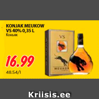 Allahindlus - KONJAK MEUKOW VS 40%, 0,35 L