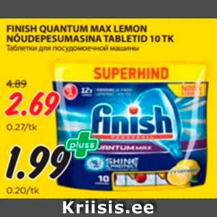 Allahindlus - FINISH QUANTUM MAX LEMON NÕUDEPESUMASINA TABLETID 10 TK