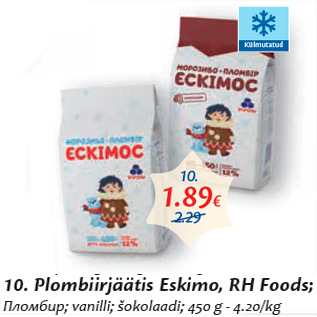 Allahindlus - Plombiirjäätis Eskimo, RH Foods