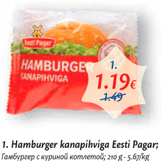 Allahindlus - Hamburger kanapihviga Eesti Pagar