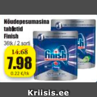 Allahindlus - Nõudepesumasina tabletid Finish