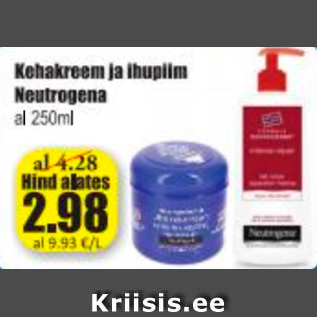 Allahindlus - Kehakreem ja ihupiim Neutrogena