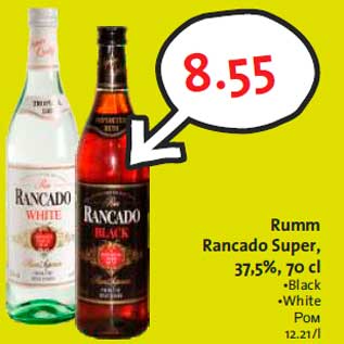 Allahindlus - Rumm Rancado Super, 37,5%, 70 cl •Black •White