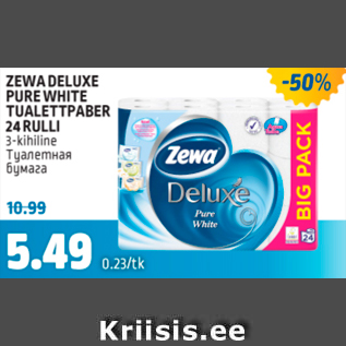 Allahindlus - ZEWA DELUXE PURE WHITE TUALETTPABER 24 RULLI