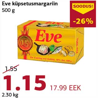 Allahindlus - Eve küpsetusmargariin 500 g