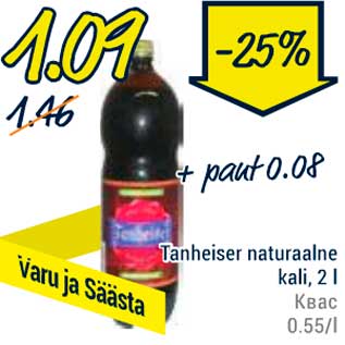 Allahindlus - Tanheiser naturaalne kali, 2 l