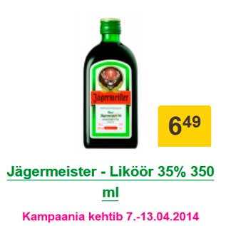 Allahindlus - Jägermeister - Liköör 35% 350 ml