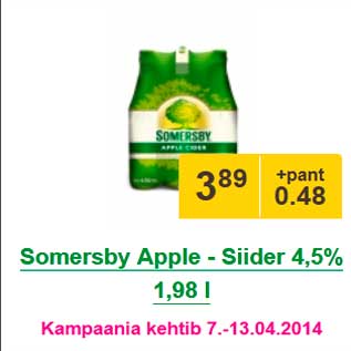 Allahindlus - Somersby Apple - Siider 4,5% 1,98 l