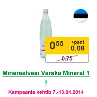 Allahindlus - Mineraalvesi Värska Mineral 1 l