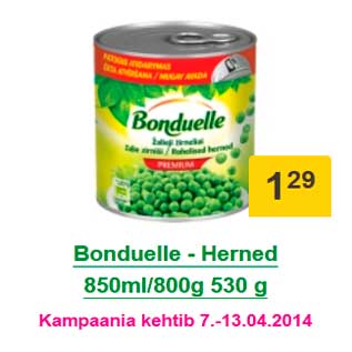 Allahindlus - Bonduelle - Herned 850ml/800g 530 g