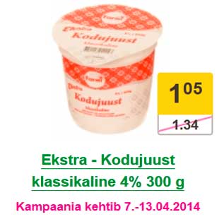 Allahindlus - Ekstra - Kodujuust klassikaline 4% 300 g