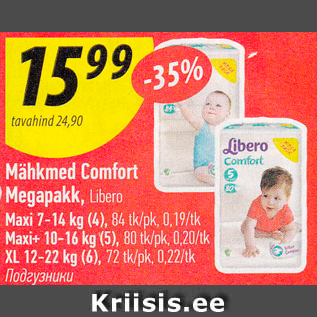 Allahindlus - Mähkmed Comfort Megapakk, Libero