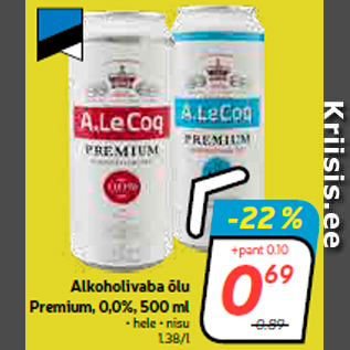 Allahindlus - Alkoholivaba õlu Premium, 0,0%, 500 ml