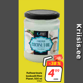 Allahindlus - Rafineerimata kookosõli Rimi Planet, 500 ml