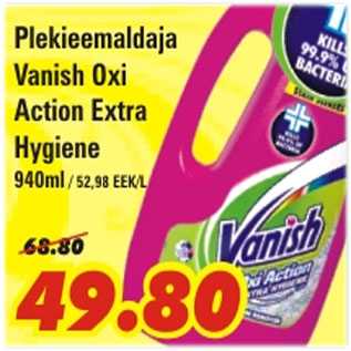 Allahindlus - Plekieemaldaja Vanish Oxi Action Extra Hygiene