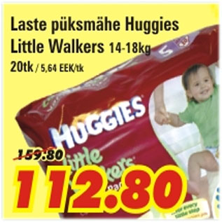 Allahindlus - Laste püksmähe Huggies Little Walkers